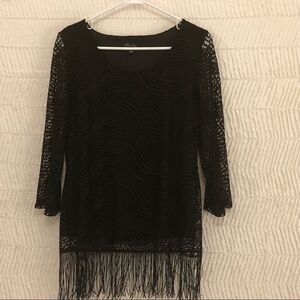 🍒 Black Fringe top size Small